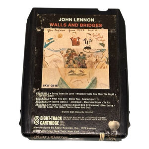 John Lennon Walls And Bridges 8 Track Tape Cartridge 8XW 3416 1974 Beatles